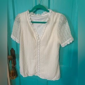 White Boho Lace Festival Western  Blouse